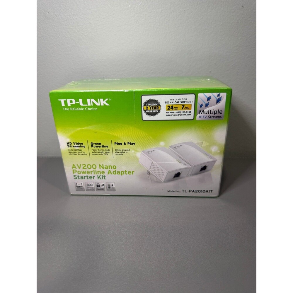 TP-Link AV200 Nano Powerline Adapters Starter Kit: Model TL-PA2010KIT SEALED